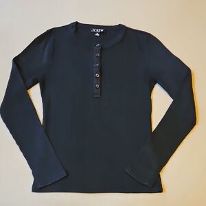 J Crew Ribbed Long Sleeve Henley Tee Sz XS